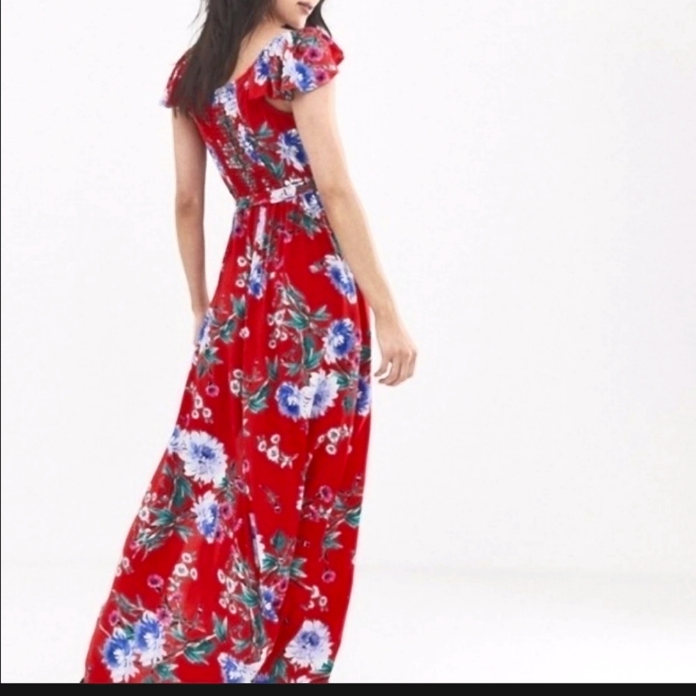 Floral Red Maxi Dress